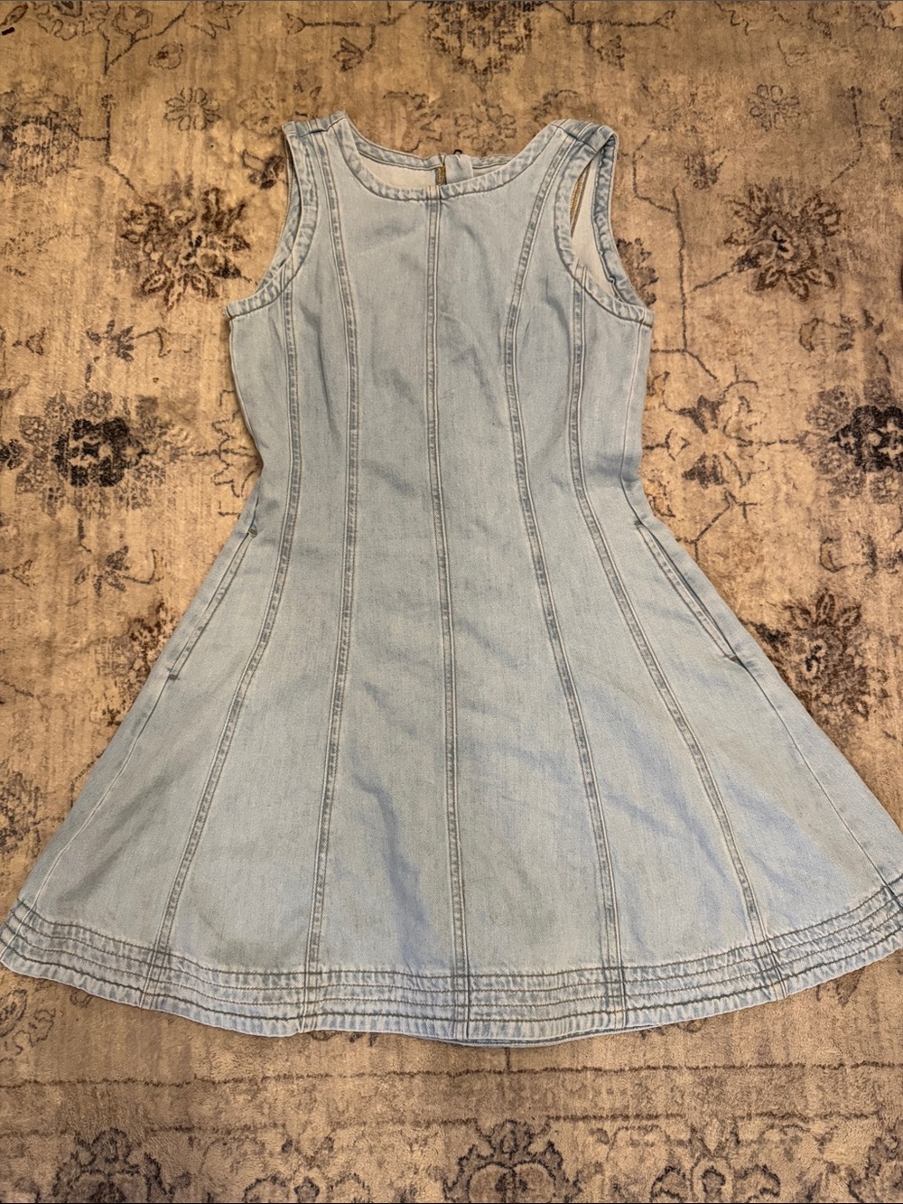 Light Blue Denim Fit-and-Flare Dress